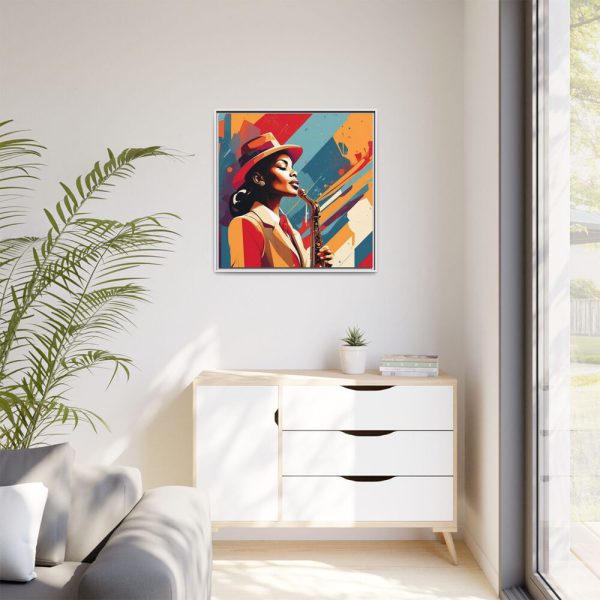 17334629337046236934_2048.jpeg Beautiful Black Woman Jazz Musician Framed Canvas
