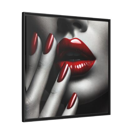 High-Contrast Close-Up of Woman's Face Framed Canvas