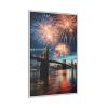 Brooklyn Bridge NYC Fireworks Framed Canvas