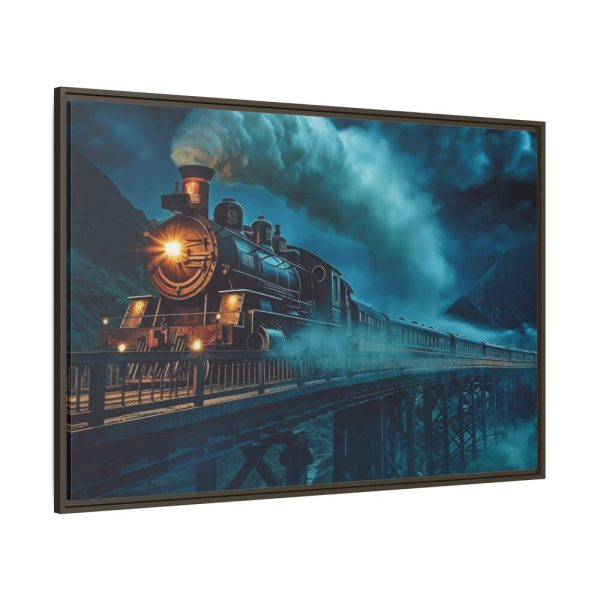Steam Locomotive On A Bridge Framed Canvas