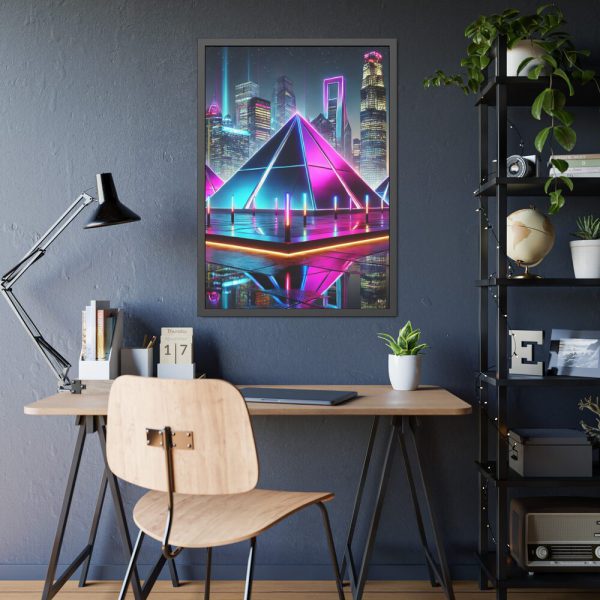 17979103836790599969_2048-1.jpeg Pyramids Illuminated by Neon Lights Framed Poster