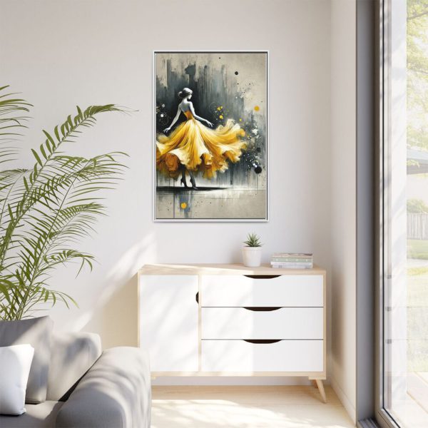 18049220155535228603_2048.jpeg Graceful Woman in Bright Yellow Dress Framed Canvas