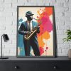 18099850488805812190_2048-1.jpeg Abstract Saxophone Jazz Player Art Framed Poster