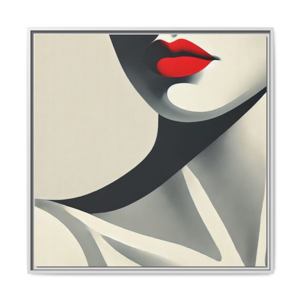 Minimalist of Woman's Lower Face Framed Canvas