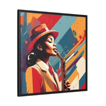 Beautiful Black Woman Jazz Musician Framed Canvas