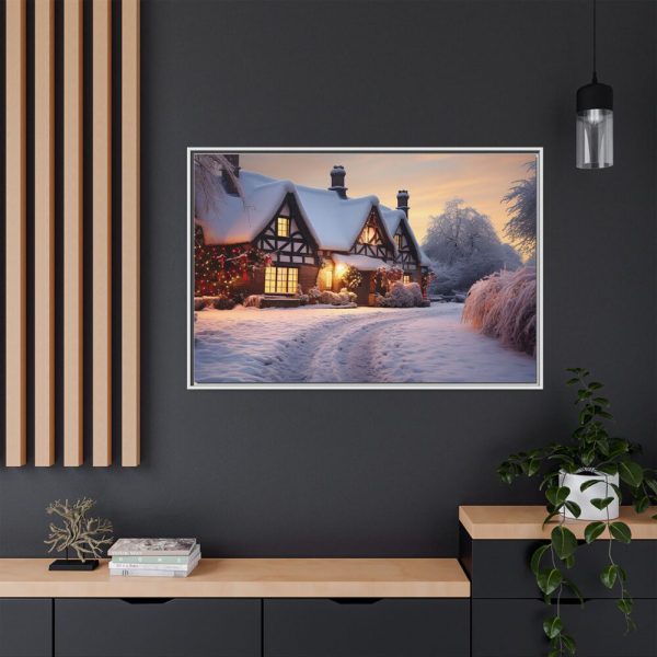 2064567245344496260_2048.jpeg Half Timbered Cottage In Winter Framed Canvas