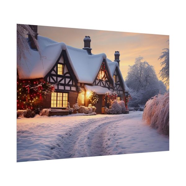 Half Timbered Cottage In Winter Poster
