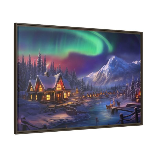 2092199015033230424_2048.jpeg Cottage In Winter With Northern Lights Framed Canvas