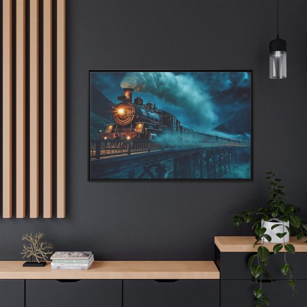 Steam Locomotive On A Bridge Framed Canvas
