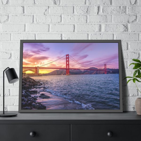 Sunset Over Golden Gate Bridge Framed Poster