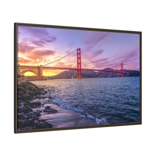 Sunset Over Golden Gate Bridge Framed Canvas