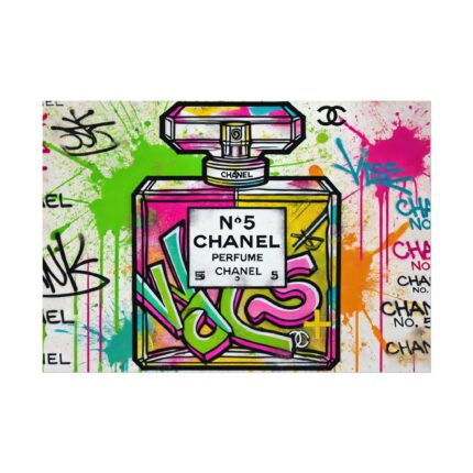 Graffiti-Style Artwork of Chanel No. 5 Perfume Bottle Poster