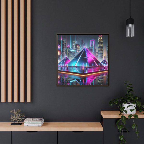 3377191805186038424_2048.jpeg Pyramids Illuminated by Neon Lights Framed Canvas