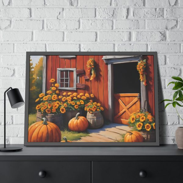 3380864952496132148_2048-1.jpeg Barn Pumpkin Flowers Autumn Framed Poster