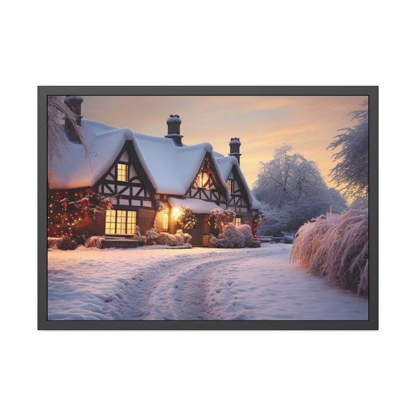 Half Timbered Cottage In Winter Framed Poster