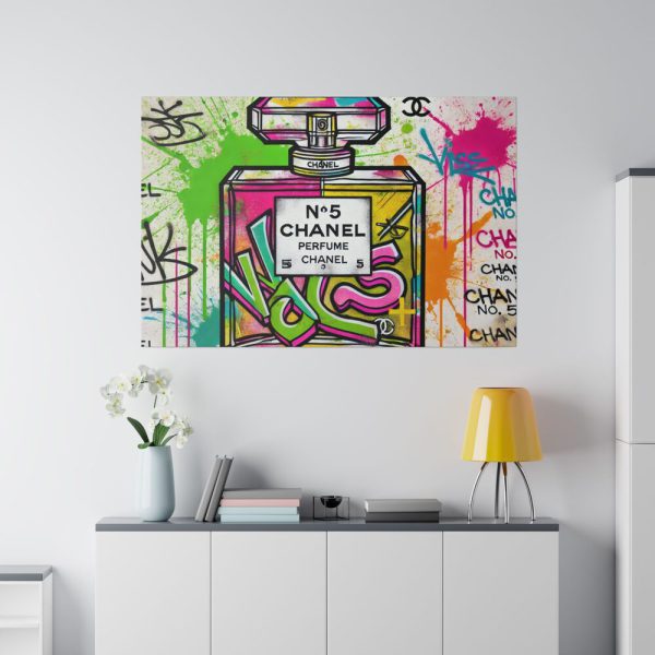 Graffiti-Style Artwork of Chanel No. 5 Perfume Bottle Standard Canvas