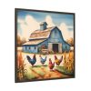 Barn Farm With Chickens Framed Canvas