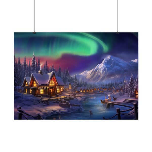3610340912199001654_2048.jpeg Cottage In Winter With Northern Lights Poster
