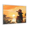 Beautiful Vintage Woman Beach Art Framed Canvas