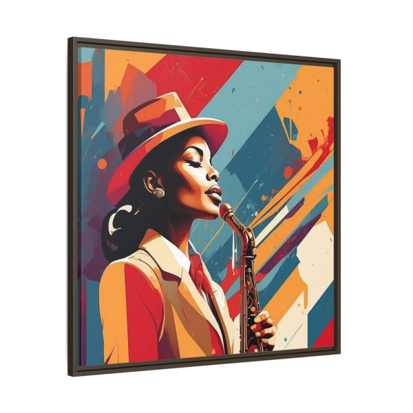 3872295836906670936_2048.jpeg Beautiful Black Woman Jazz Musician Framed Canvas