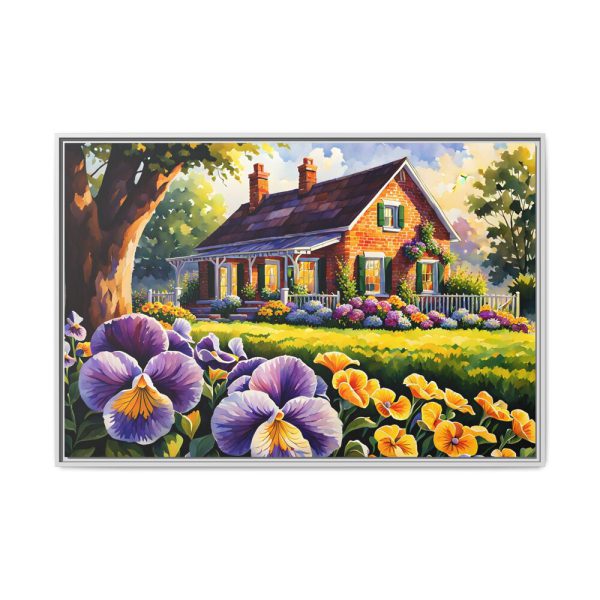 Pansy Cottage Framed Canvas
