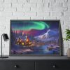 4093114915204297230_2048.jpeg Cottage In Winter With Northern Lights Framed Poster