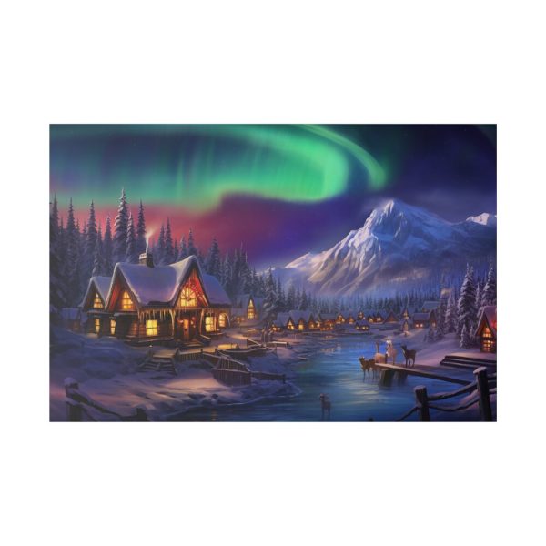 4212812571754600237_2048.jpeg Cottage In Winter With Northern Lights Standard Canvas