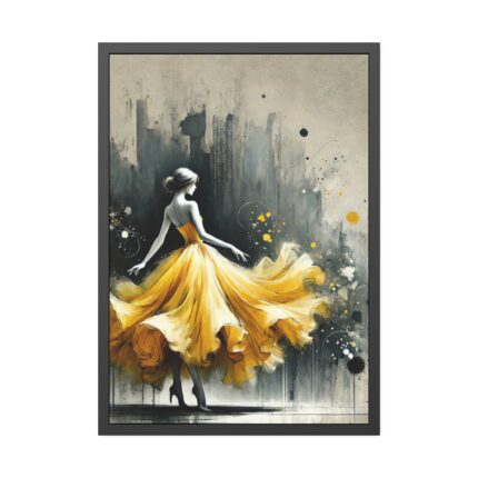 Graceful Woman in Bright Yellow Dress Framed Poster