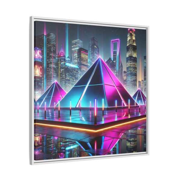 4812175223275276279_2048.jpeg Pyramids Illuminated by Neon Lights Framed Canvas