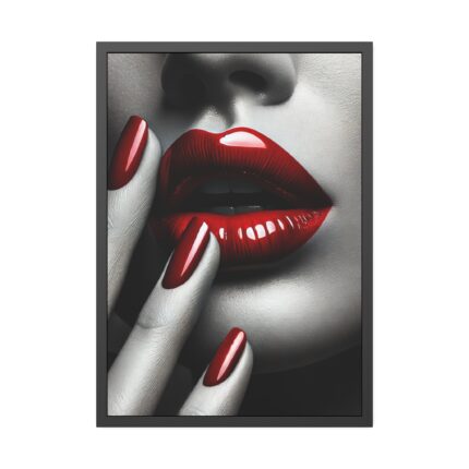 High-Contrast Close-Up of Woman's Face  Framed Poster