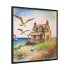 Summer Seaside Cottage Framed Canvas