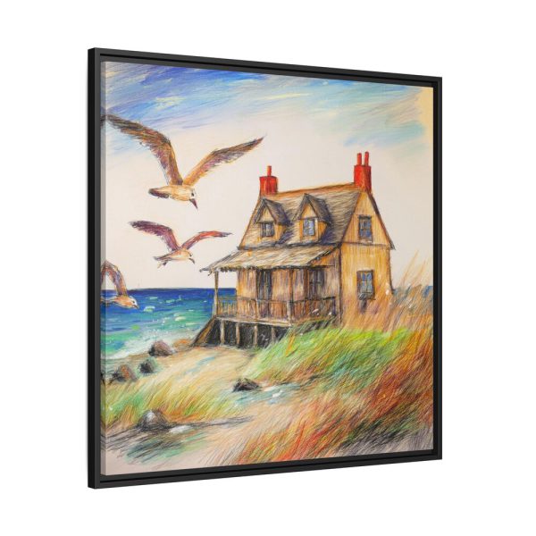 Summer Seaside Cottage Framed Canvas