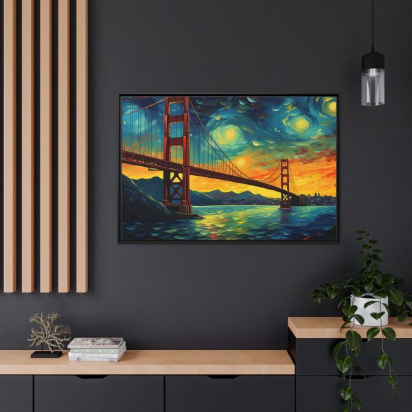 Colorful and Dramatic Golden Gate Bridge Framed Canvas