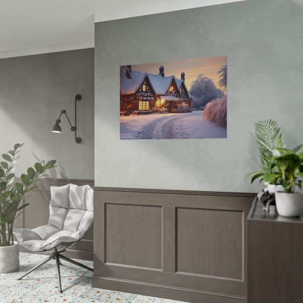 Half Timbered Cottage In Winter Poster