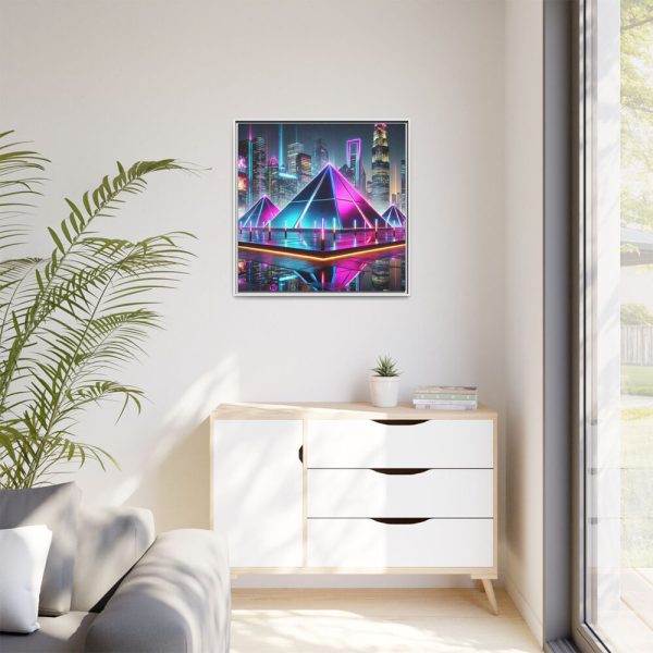 5294607488606451128_2048.jpeg Pyramids Illuminated by Neon Lights Framed Canvas