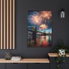 Brooklyn Bridge NYC Fireworks Framed Canvas