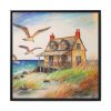 Summer Seaside Cottage Framed Canvas