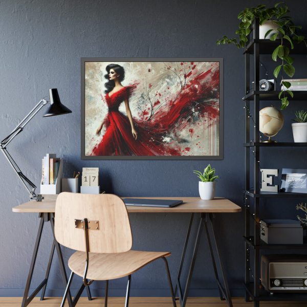 6458715996839094851_2048.jpeg Stylized Woman in Flowing Red Dress Framed Poster