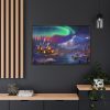 6585498075832966880_2048.jpeg Cottage In Winter With Northern Lights Framed Canvas