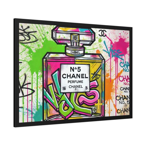 Graffiti-Style Artwork of Chanel No. 5 Perfume Bottle Framed Poster
