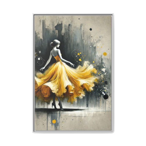 6765538984176226262_2048.jpeg Graceful Woman in Bright Yellow Dress Framed Canvas