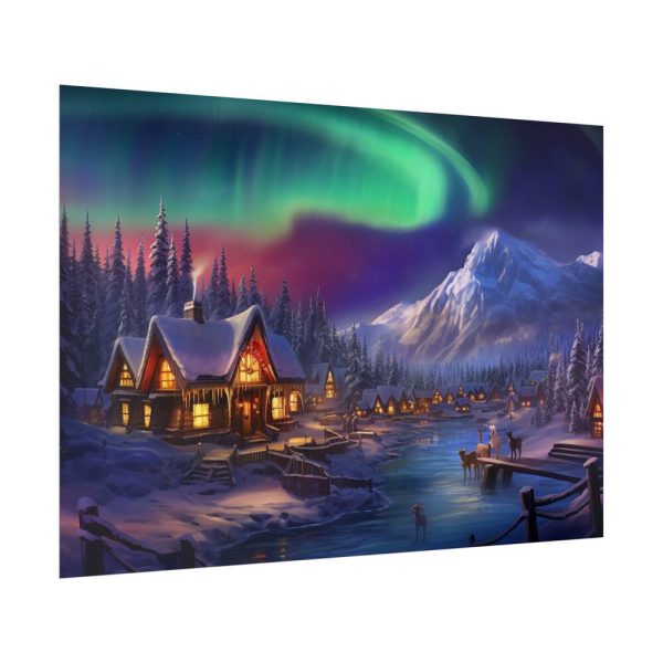 680171969405256214_2048.jpeg Cottage In Winter With Northern Lights Poster