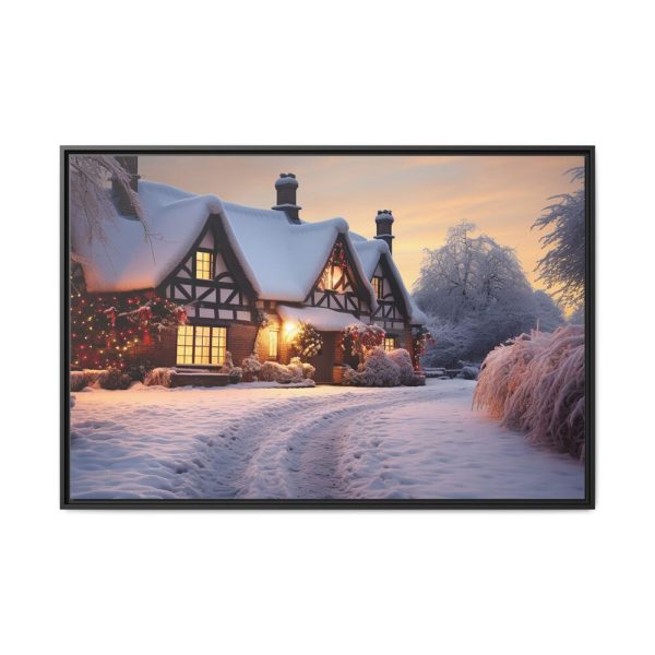 6913148379749900729_2048.jpeg Half Timbered Cottage In Winter Framed Canvas