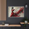 7058788301189072279_2048.jpeg Stylized Woman in Flowing Red Dress Framed Canvas