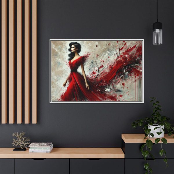 7058788301189072279_2048.jpeg Stylized Woman in Flowing Red Dress Framed Canvas