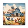 Barn Farm With Chickens Framed Canvas