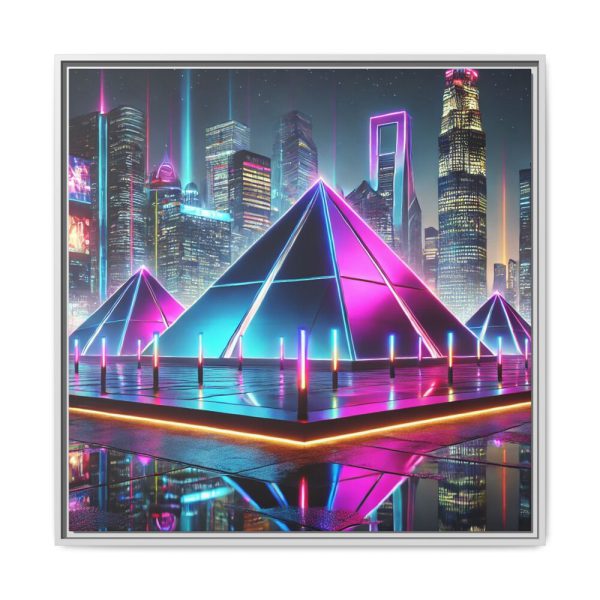 725961419070874146_2048.jpeg Pyramids Illuminated by Neon Lights Framed Canvas