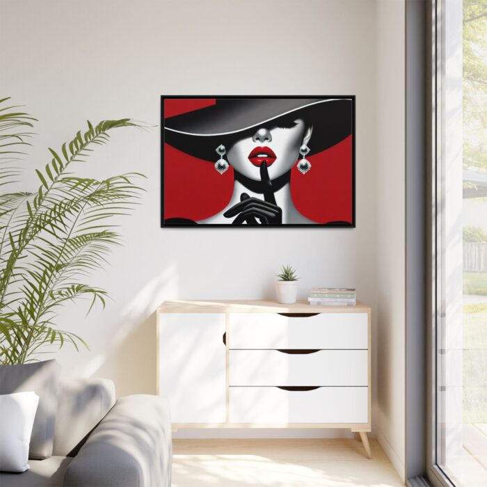 The woman With Large Black Hat Framed Canvas - Image 3