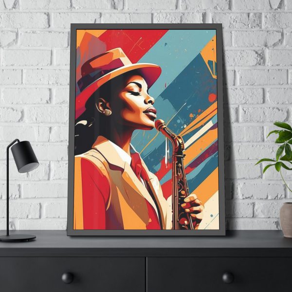 Beautiful Black Woman Jazz Musician Framed Poster