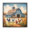 Barn Farm With Chickens Framed Canvas